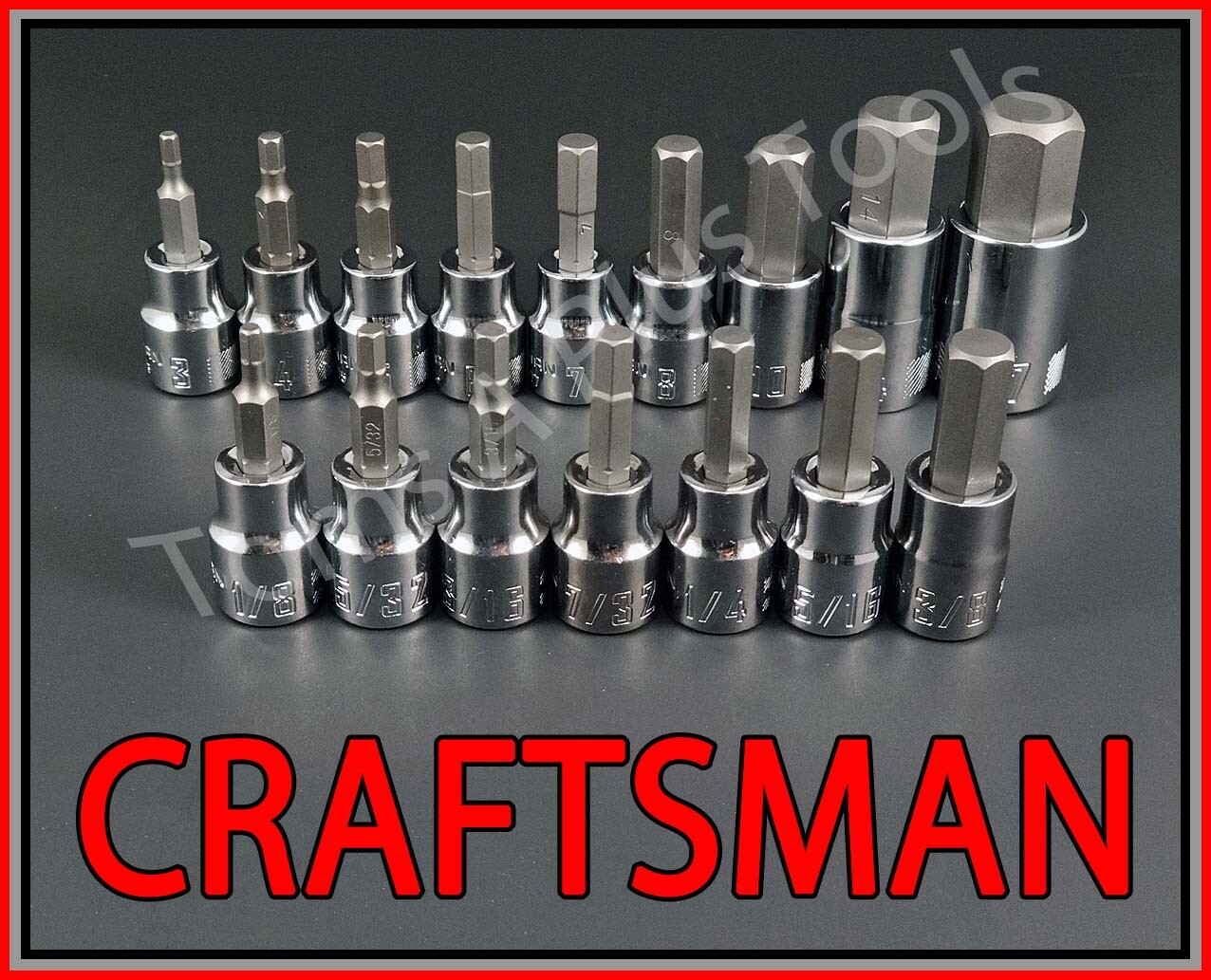 CRAFTSMAN TOOLS 16pc 3/8 1/2 SAE METRIC Hex key bit ratchet wrench socket set