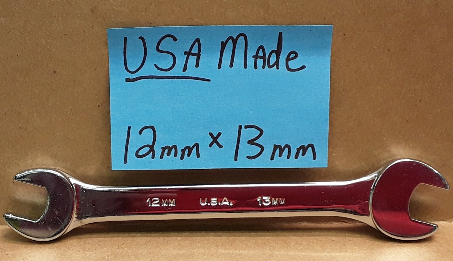 Indestro Duro 12mm x 13mm Metric Open End Wrench #41213A USA MADE!!