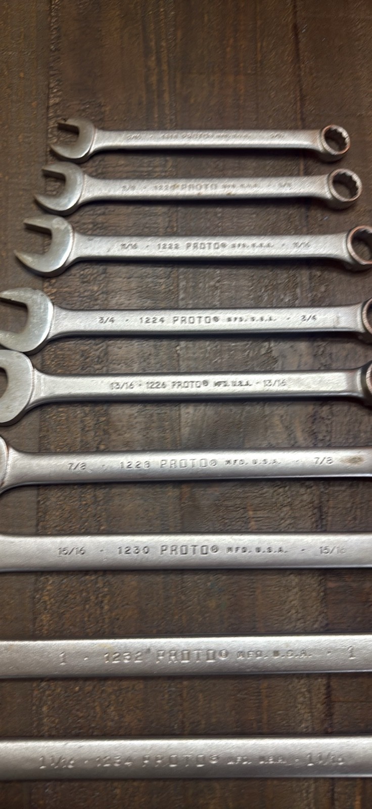 Proto professional wrench set 1-1/4” to 9/16” no owner markings