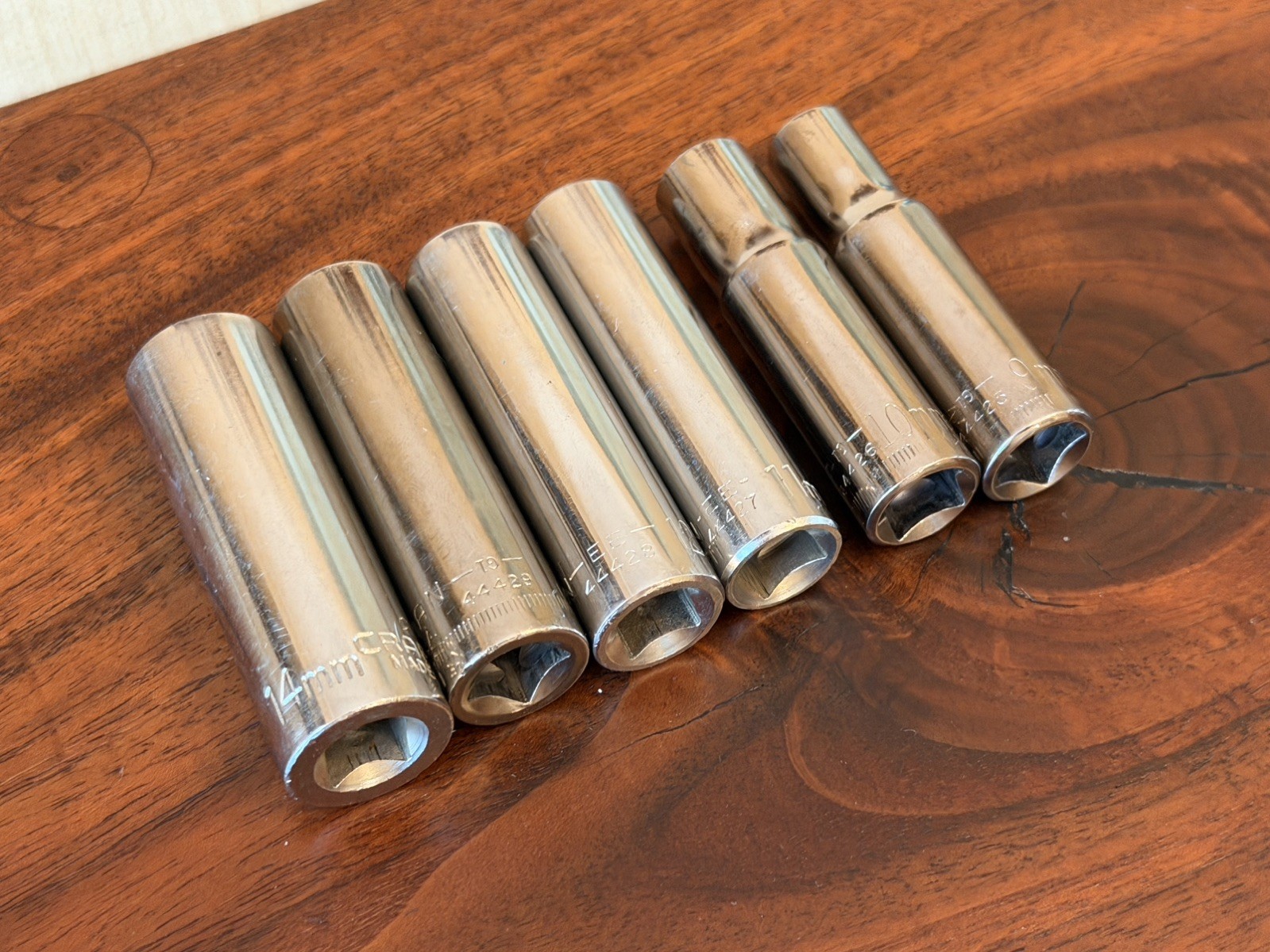 Lot of 6 Craftsman 3/8” drive deep well sockets metric 9, 10, 11, 12, 13, & 14mm