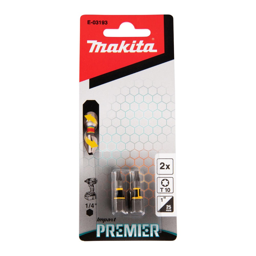 Makita Impact Premier Torsion Torx Screwdriver Bits T10 25mm Pack of 2