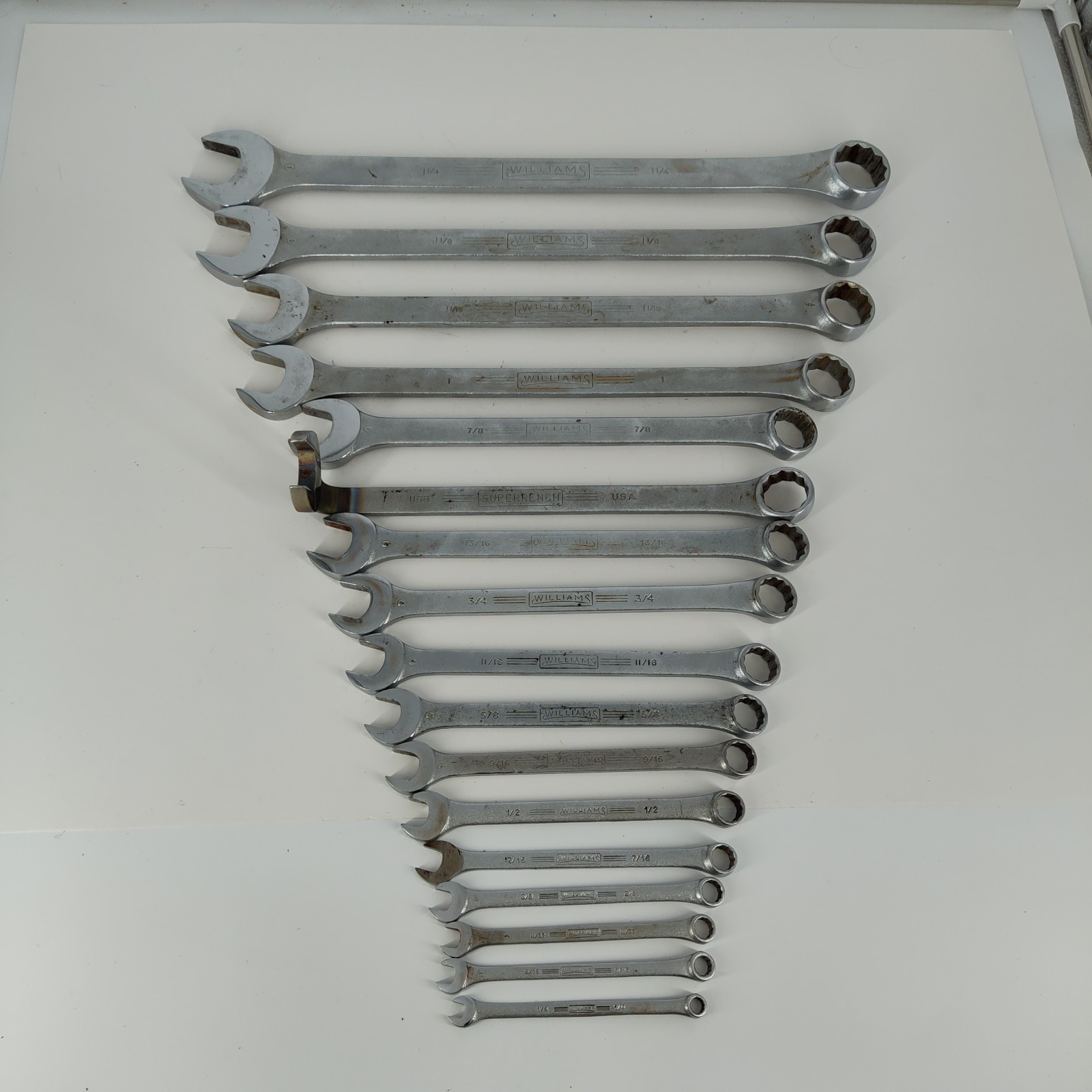 16X Williams Tool USA Combination Wrench Set SAE Superwrench WMS 1/4” To 1 1/4”