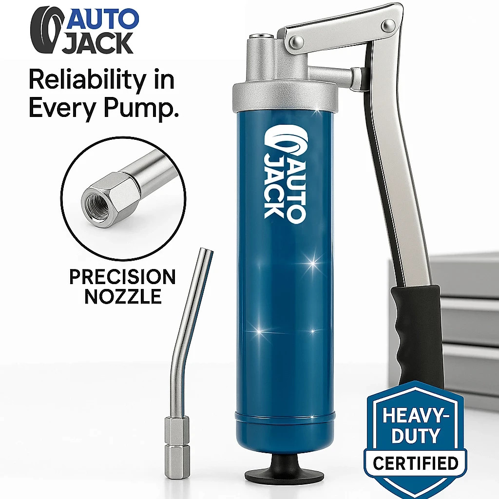 Heavy Duty Manual Grease Gun Lever Grip 500cc Cartridge Type x 2 Flexible Hose