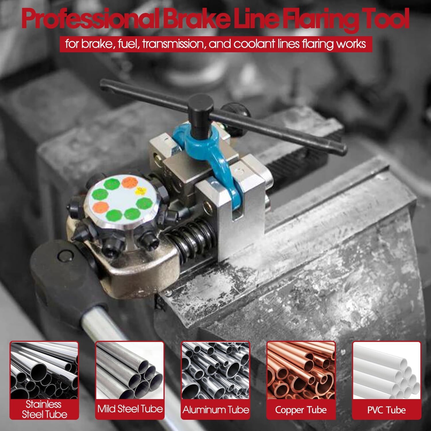 Brake Line Flaring Tool Kit 45° Single, Bubble, Double Flare Tool For Hard Line