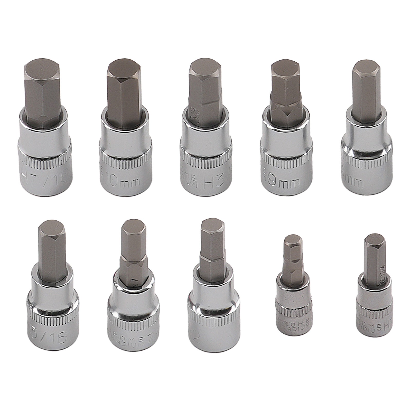 Hex Bit Socket Set 32 Pieces 1/4 3/8 1/2 in S2 Steel Metric Imperial