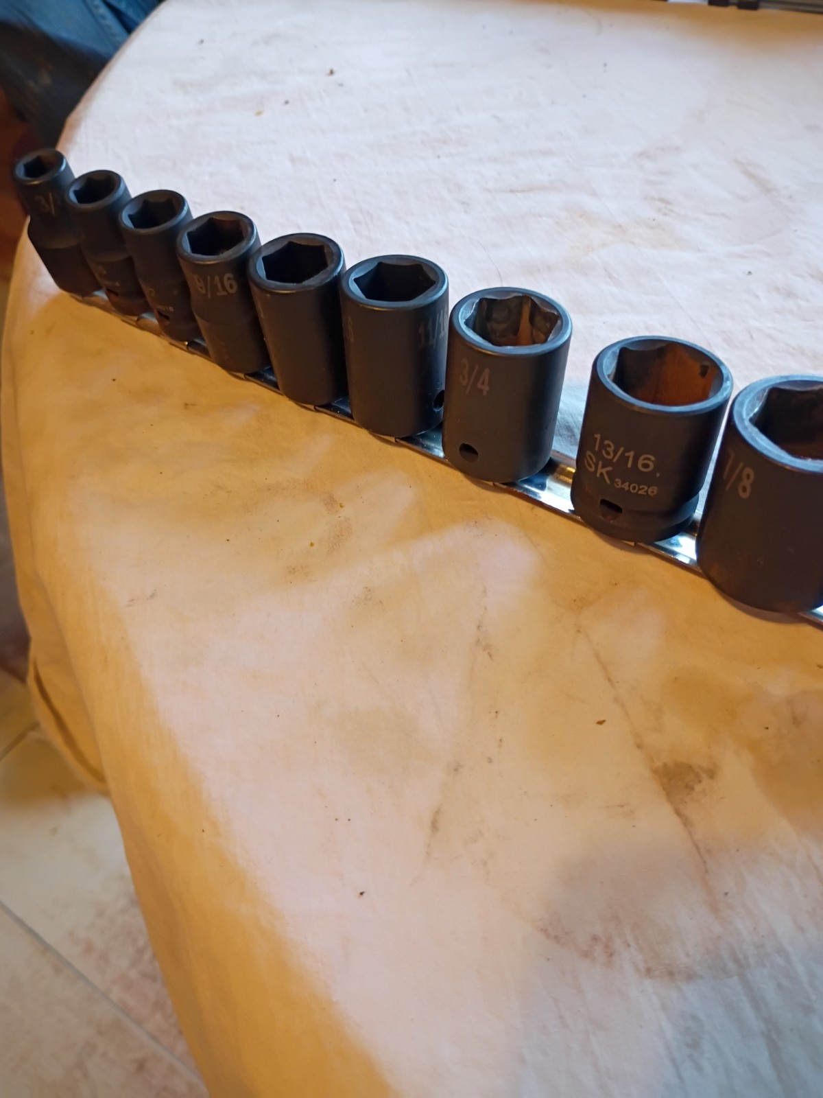 SK 1/2 in. Drive 10 Pc. Impact Sockets SAE. 3/8 To 15/16