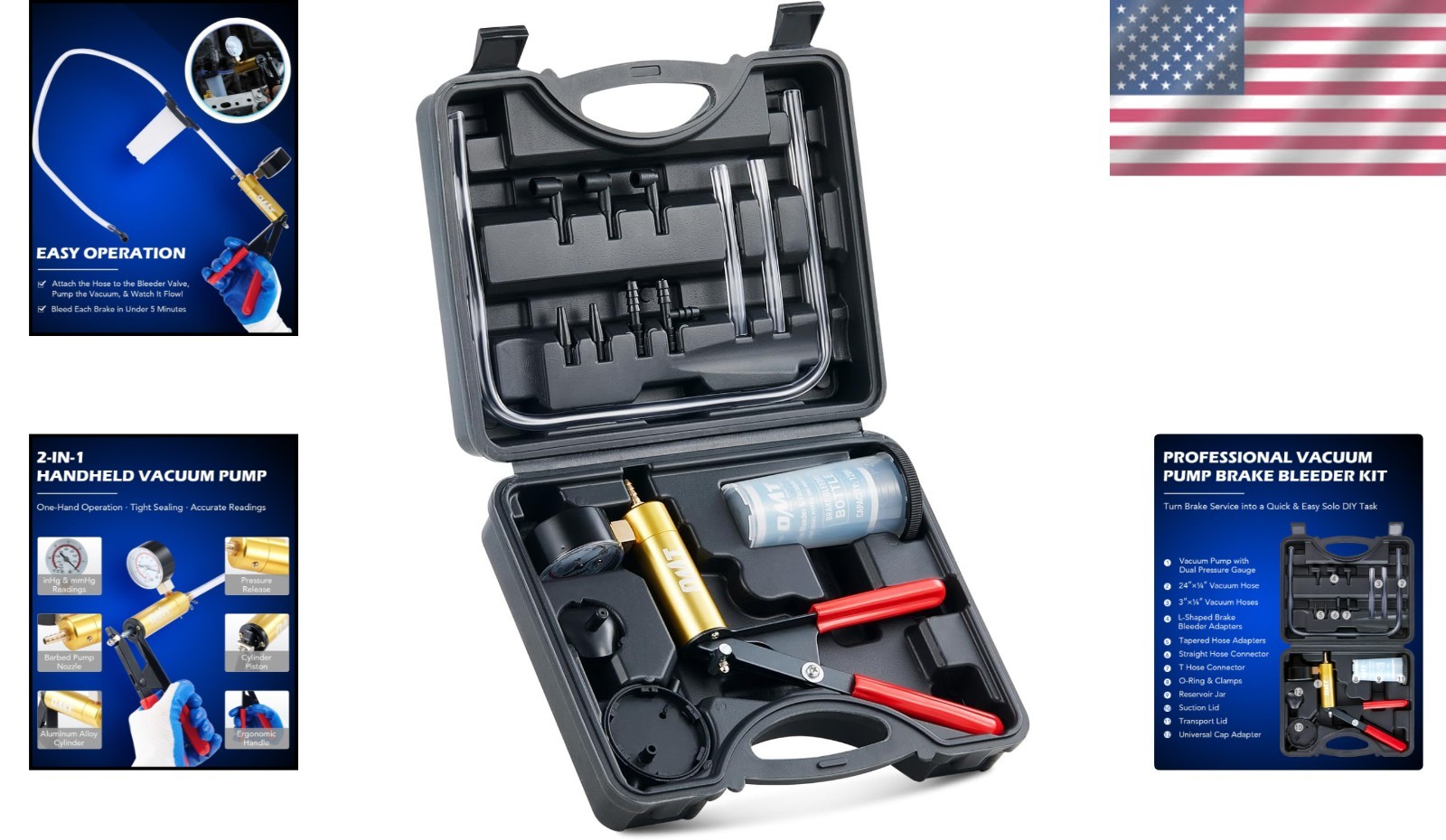 Efficient Brake Bleeder and Hand Vacuum Pump Kit – Perfect for Home Mechanics