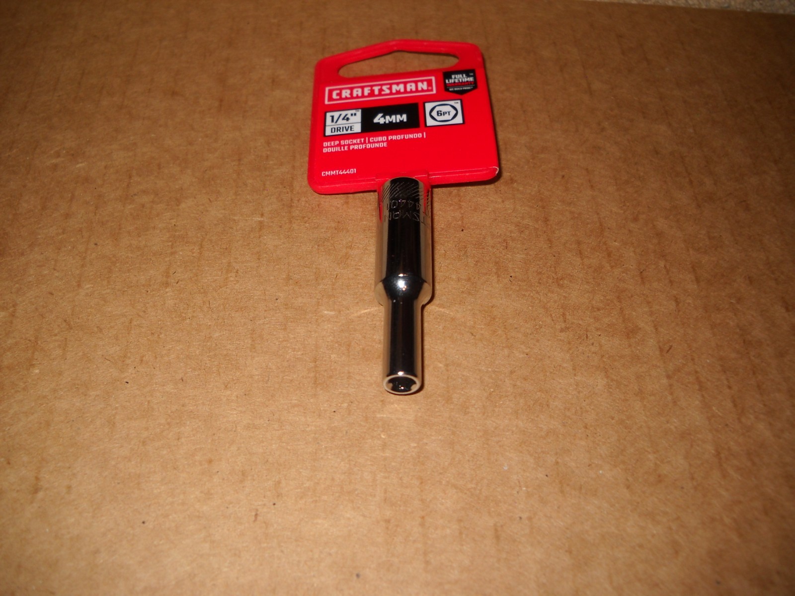 New Craftsman 1/4 Inch Drive 4MM Metric 6 Point Deep Socket New on Hanger