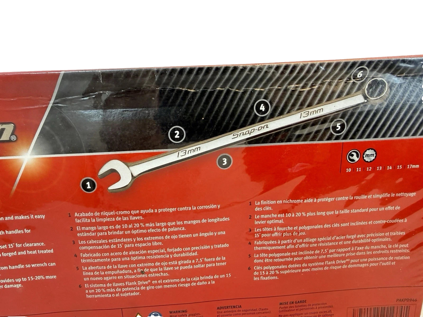 Snap On Tools 7pc 10-15,17mm Metric Long Length Combo Wrench Set OEXLM707B NEW