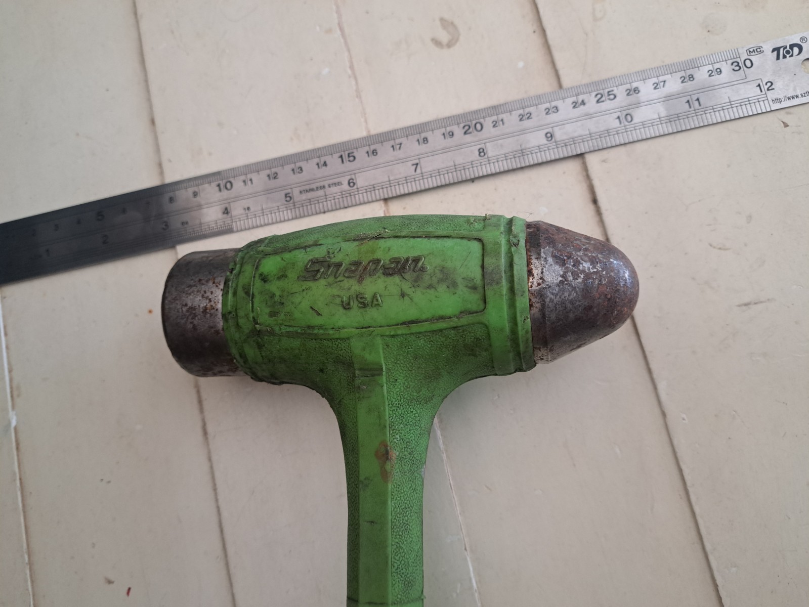 Snap-on Tools USA 32oz / 900g GREEN Soft Grip Steel Dead Blow Hammer HBBD32