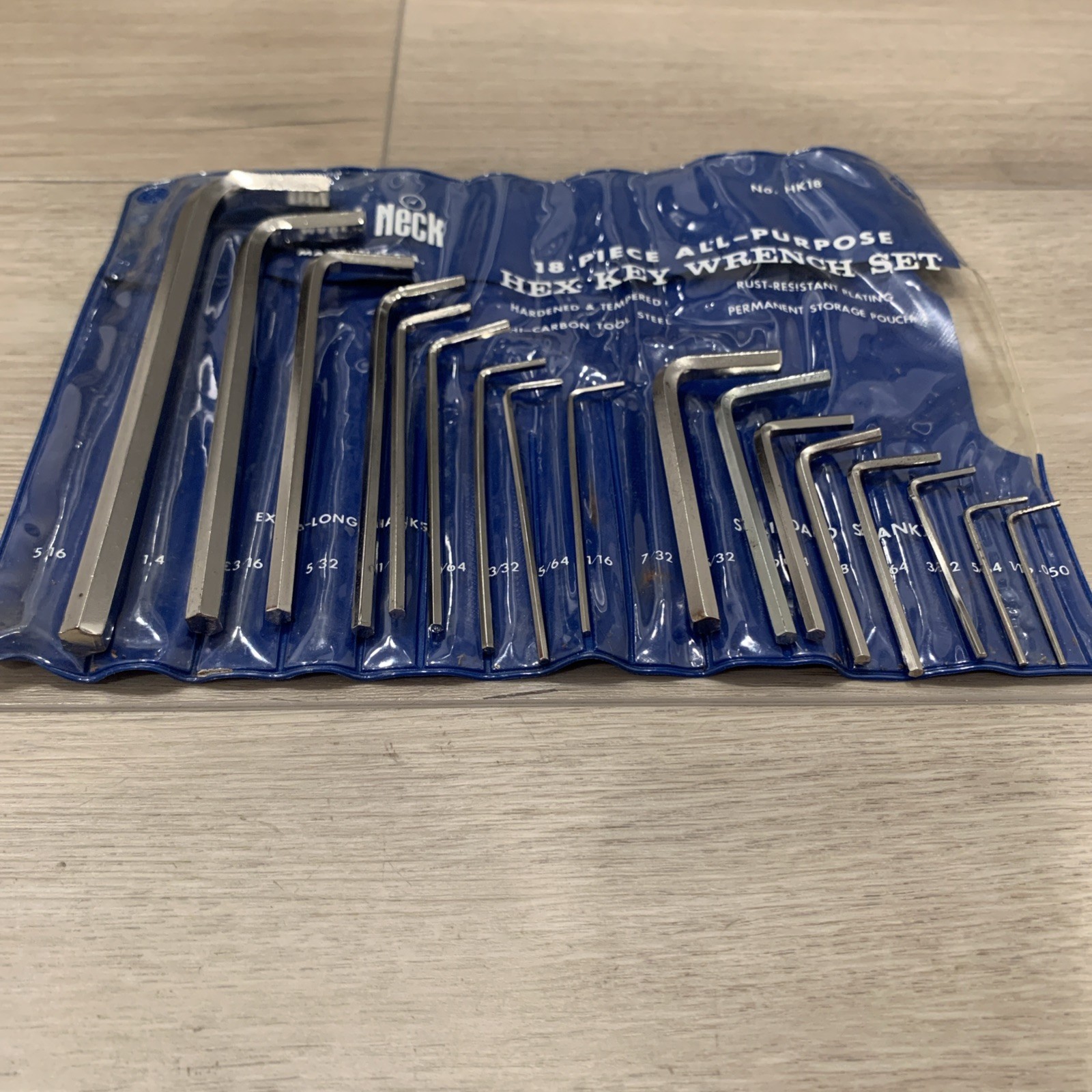 Great Neck 18 Piece Hex Key Wrench Set Made in USA Hi-Carbon Steel No. HK18 RARE