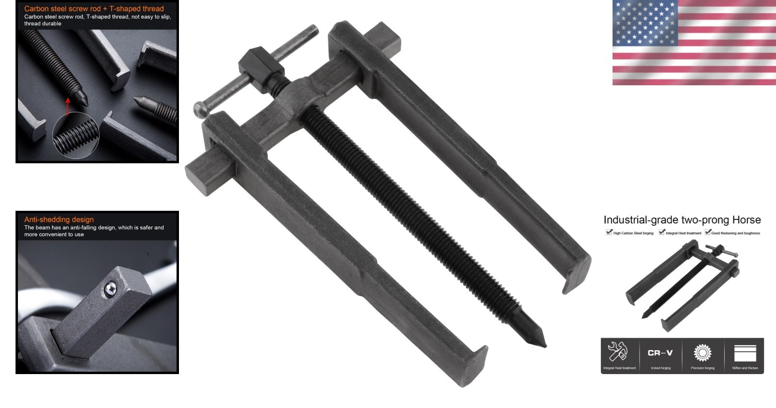 Heavy-Duty Carbon Steel 8-Inch Bearing Puller – Easy Operation in Tight Spaces