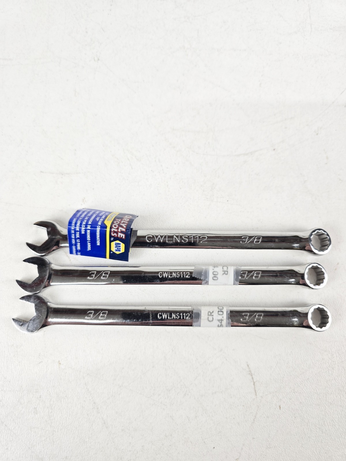NAPA Carlyle SAE Combination Wrench 12 Pt 3/8″ CWLNS112 Polish Chrome Non Slip
