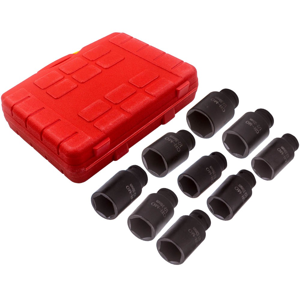 6x Point 1/2″ Drive Metric Deep Impact Socket Kit Axle Hub Nut Socket 29-38mm