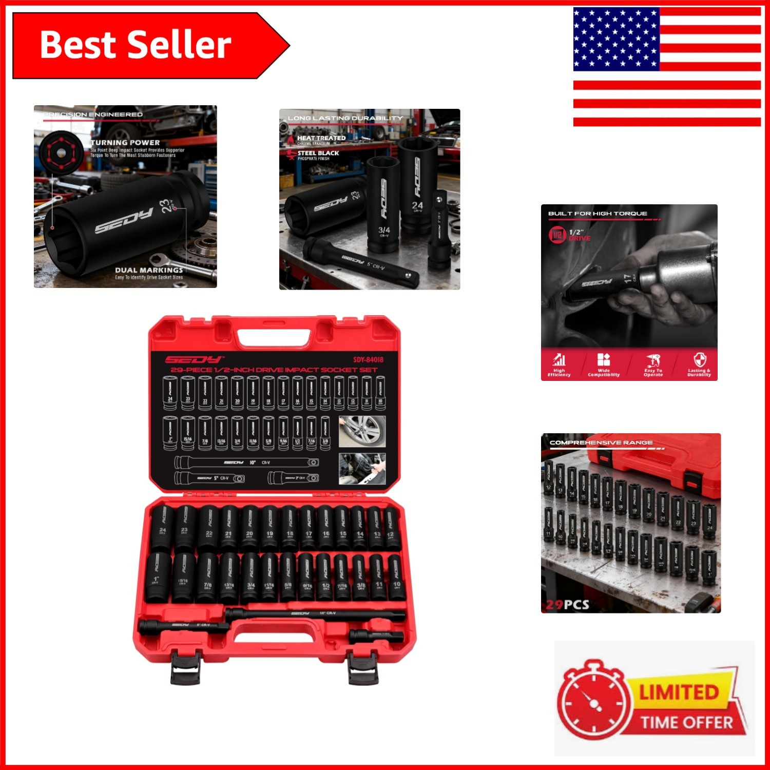 Ultimate Pro 29-Piece 1/2» Drive Impact Socket Set – SAE & Metric Durability