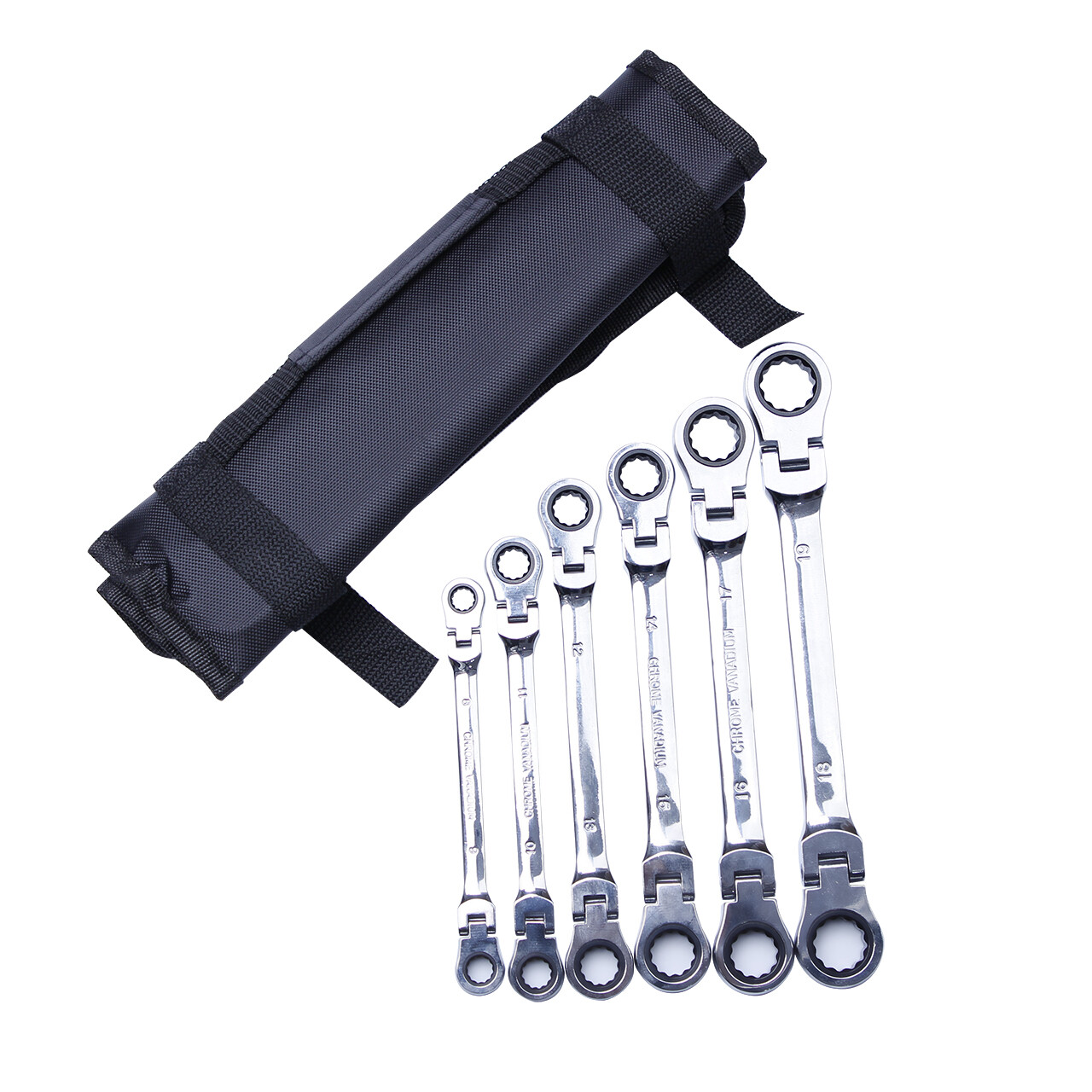 6Pcs Extra Long Ratcheting Wrenches Spanner Set Double Box End Flex-Head Metric