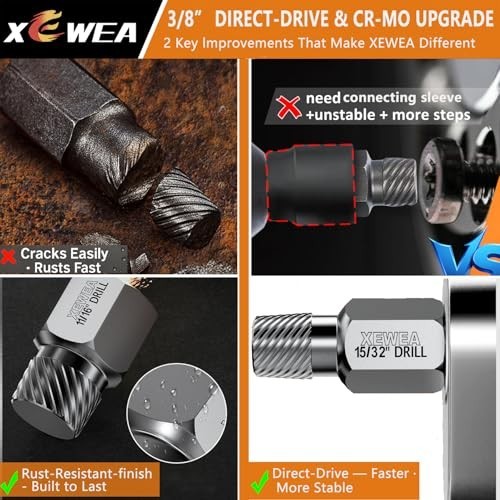 22 Piece 3/8 Drive Screw Extractor Set Stripped Bolt Remover Kit CR-MO with