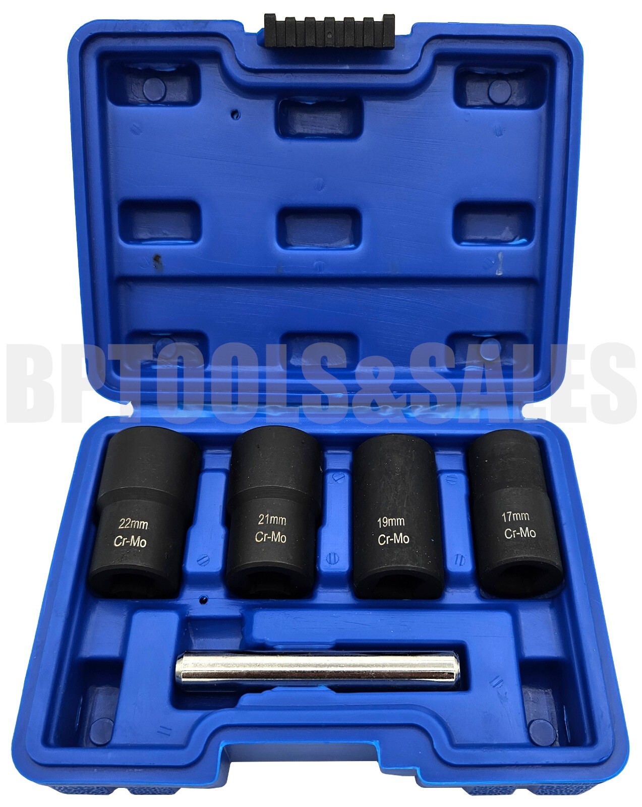 5pc Twist Socket Set 4 Damaged Worn Lug Nut and Lock Remover 17, 19, 21mm, 22mm
