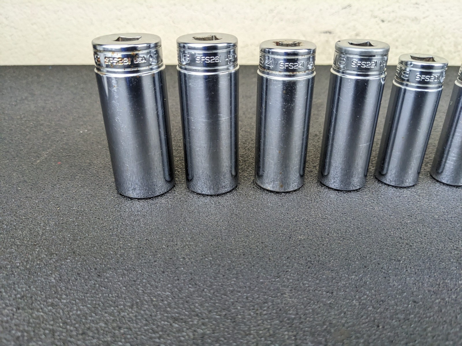 #bn942 Snap-on 211SFSY 1/4″ 7/8″ SAE 11-Piece 3/8″ Drive 6-Point Deep Socket Set
