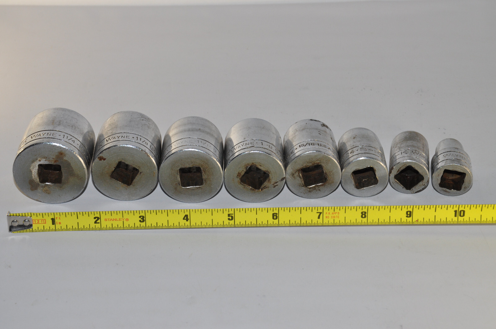 SK Wayne 8pc 1/2″ Drive 12 Point SAE 7/16 to 1-1/4 Shallow Socket Set USA