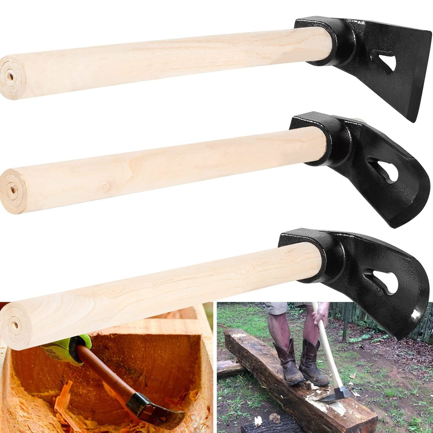 Adze Woodworking Tool Kit for Log Carving Hand Adze Curved Bowl Woodworking Adze