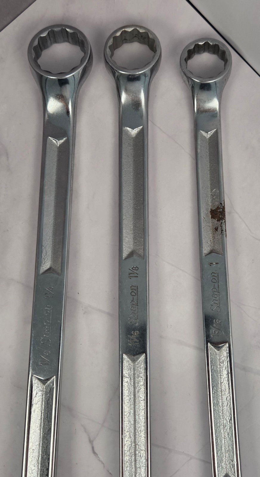Vintage Snap On Box End Wrenches (3) XV3032; XV3436; XV3044 12pt. with Offset