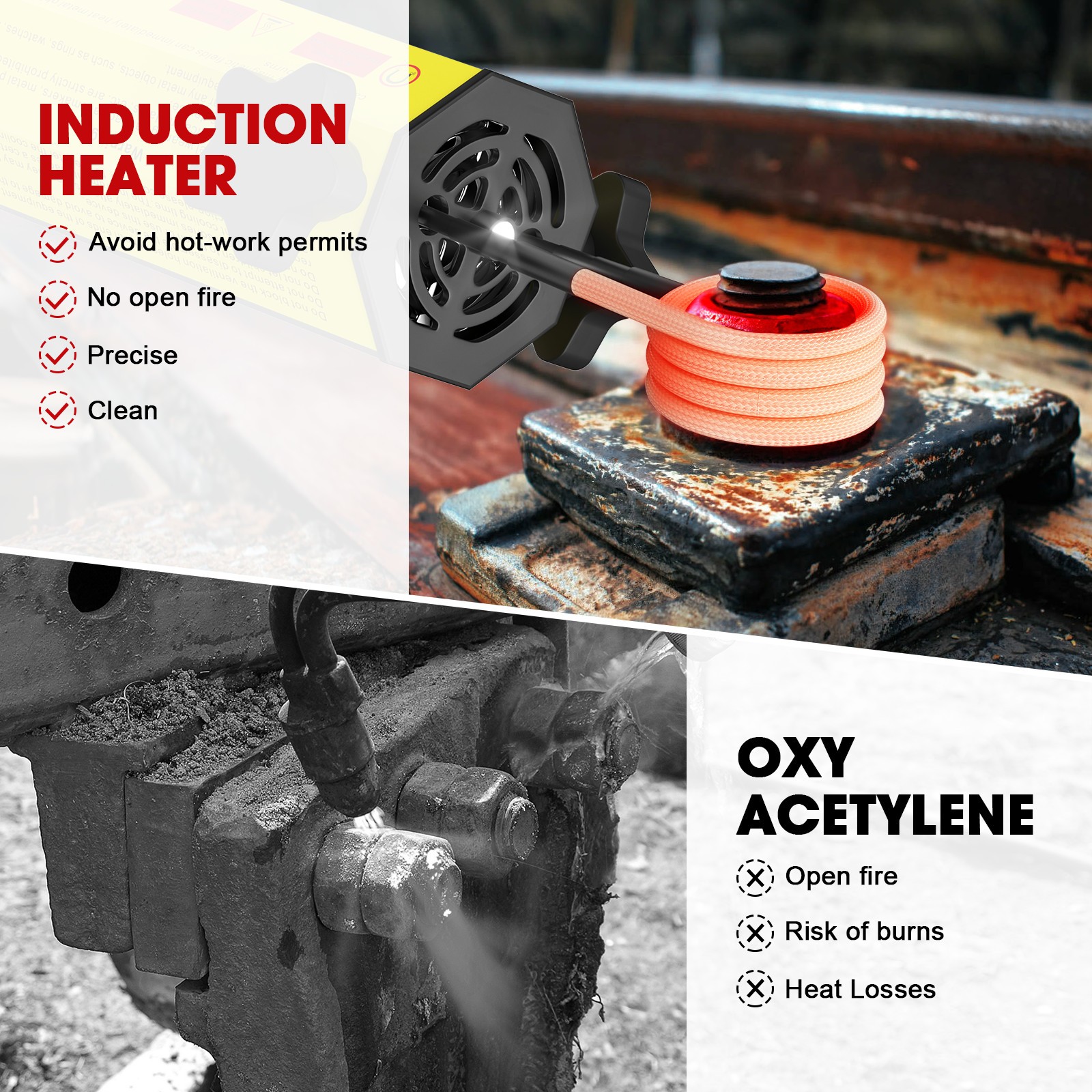 Magnetic Induction Heater Kit 1100W Rusty Bolt Buster for Automotive