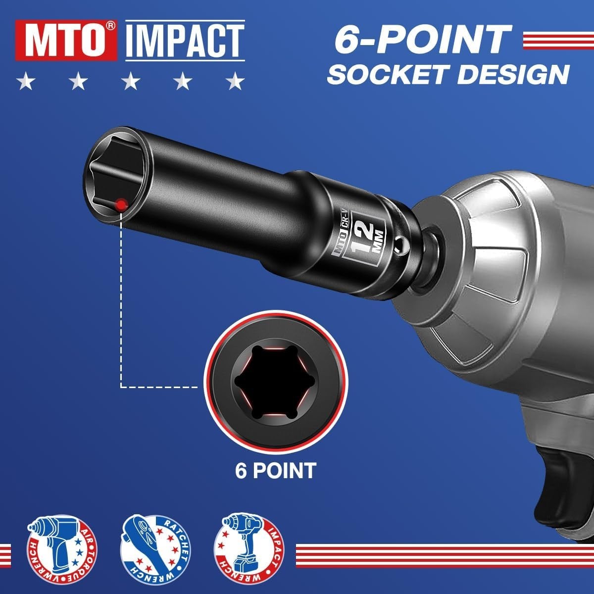 12mm Deep Impact Socket – 1/2″ Drive CR-V Steel, 6-Point Design for Durability