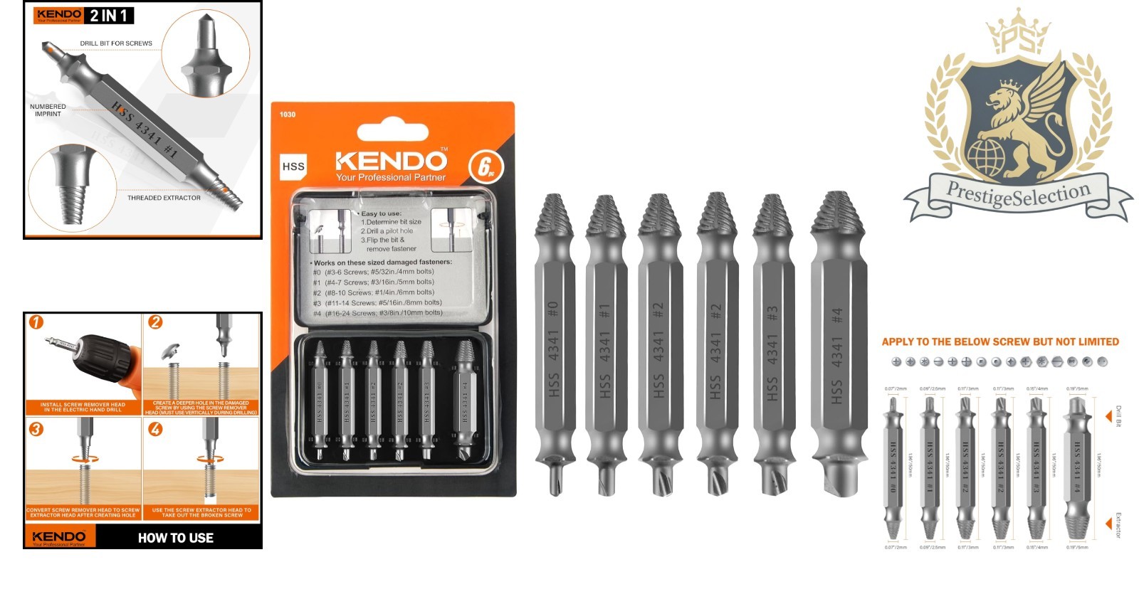 6PC HSS Screw Extractor Set – Effortless Removal of Stripped & Damaged Screws