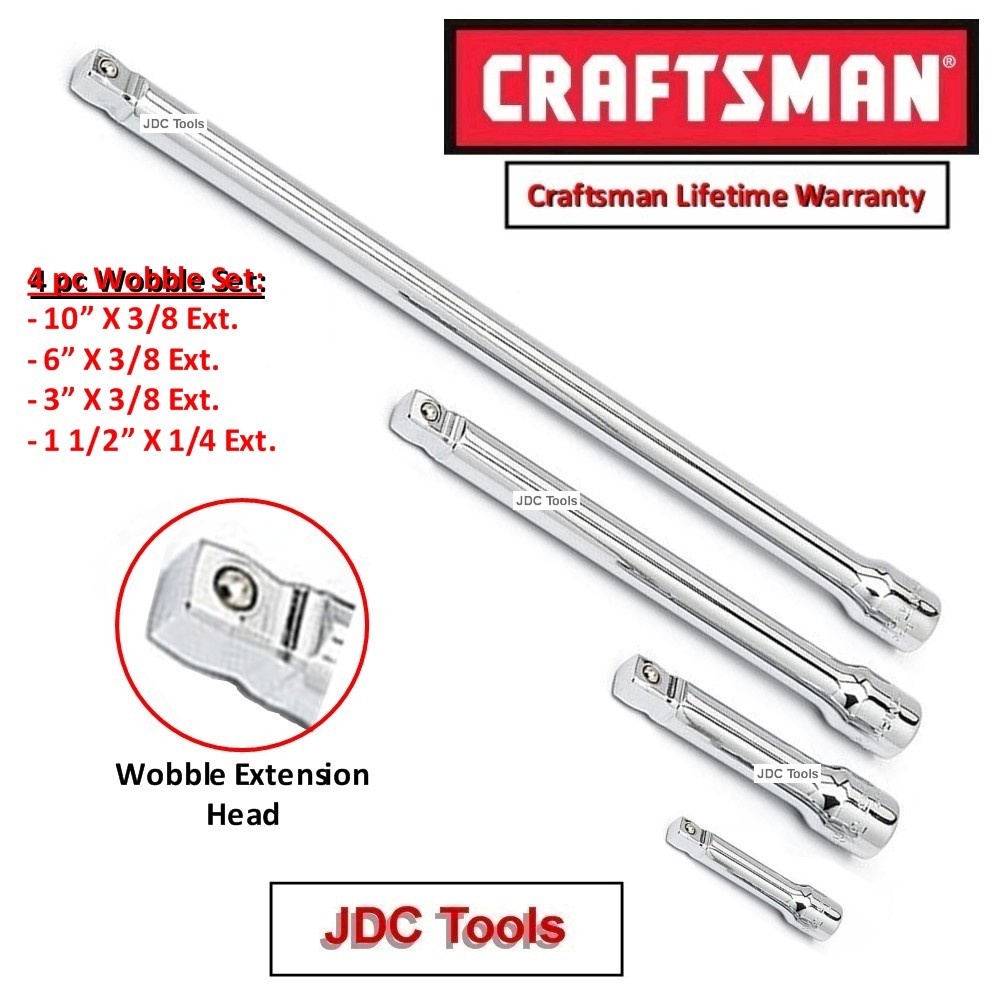 CRAFTSMAN HAND TOOLS 4pc 1/4 3/8 ratchet wrench WOBBLE socket extension set