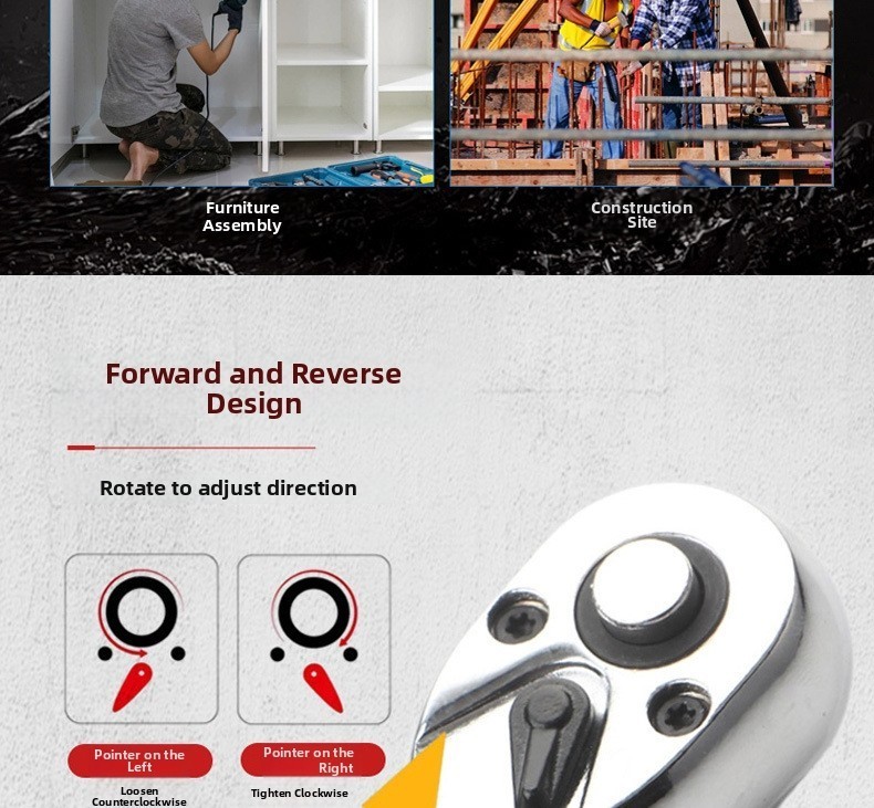 Short Handle 72 Tooth Ratchet Wrench Set with Quick Release Socket System