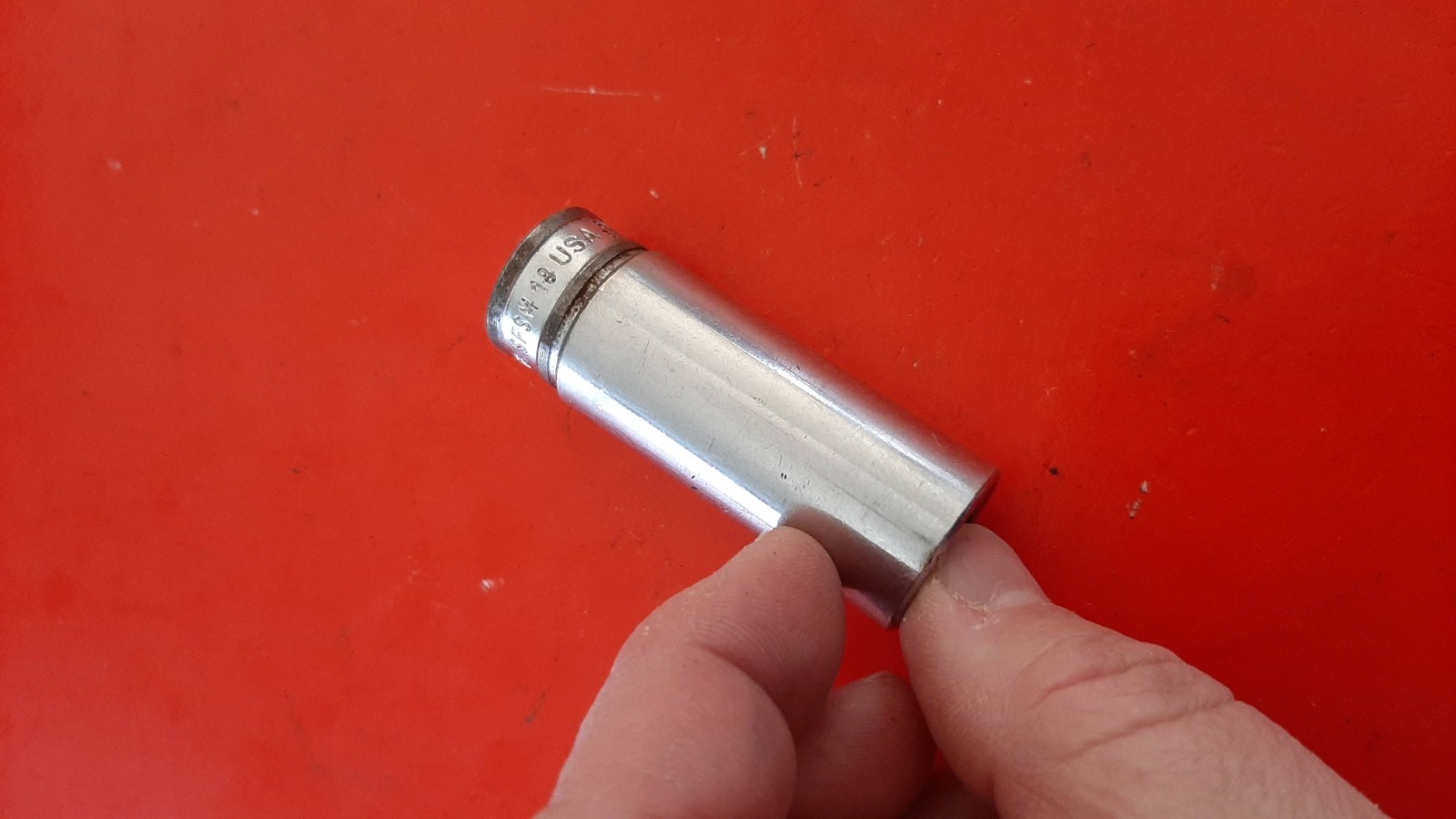Snap-on Tools 3/8″ Drive 6pt Point 18mm SFSM18 Deep Chrome Socket USA Black Band