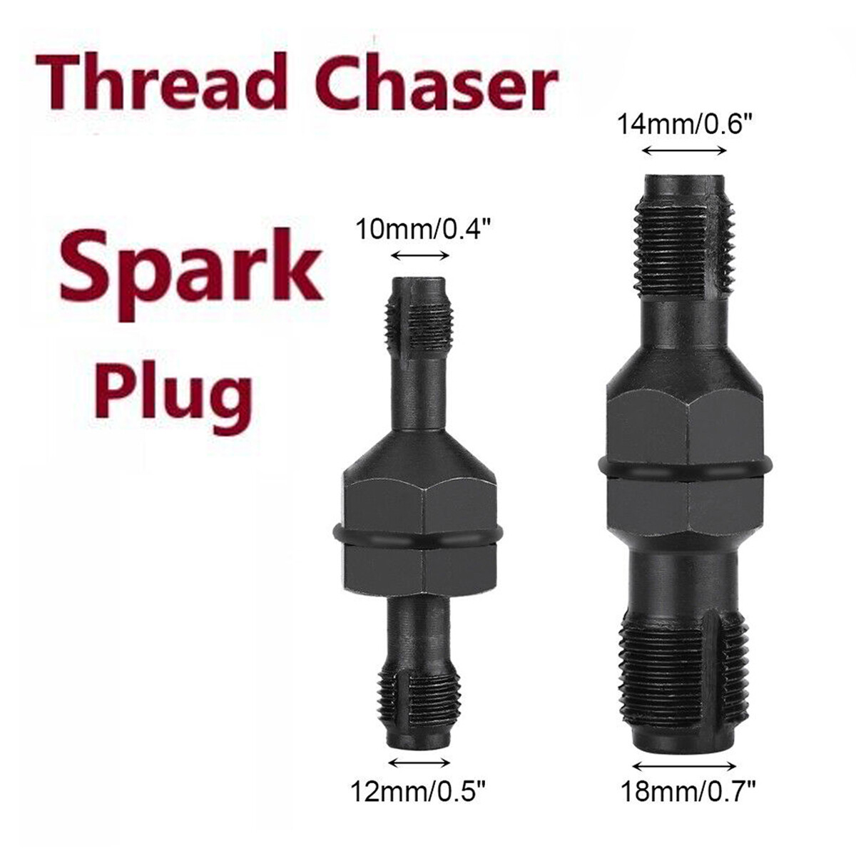 2PCS Spark Plug Hole Threader Chaser 14mm 18mm Re-threader Tap Repair Tool Set