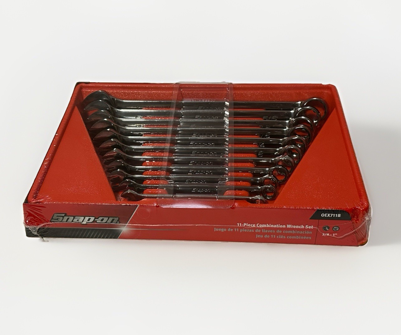 Snap On 0EX711B- 11 Piece SAE Standard Handle 12Pt Chrome Combination Wrench Set