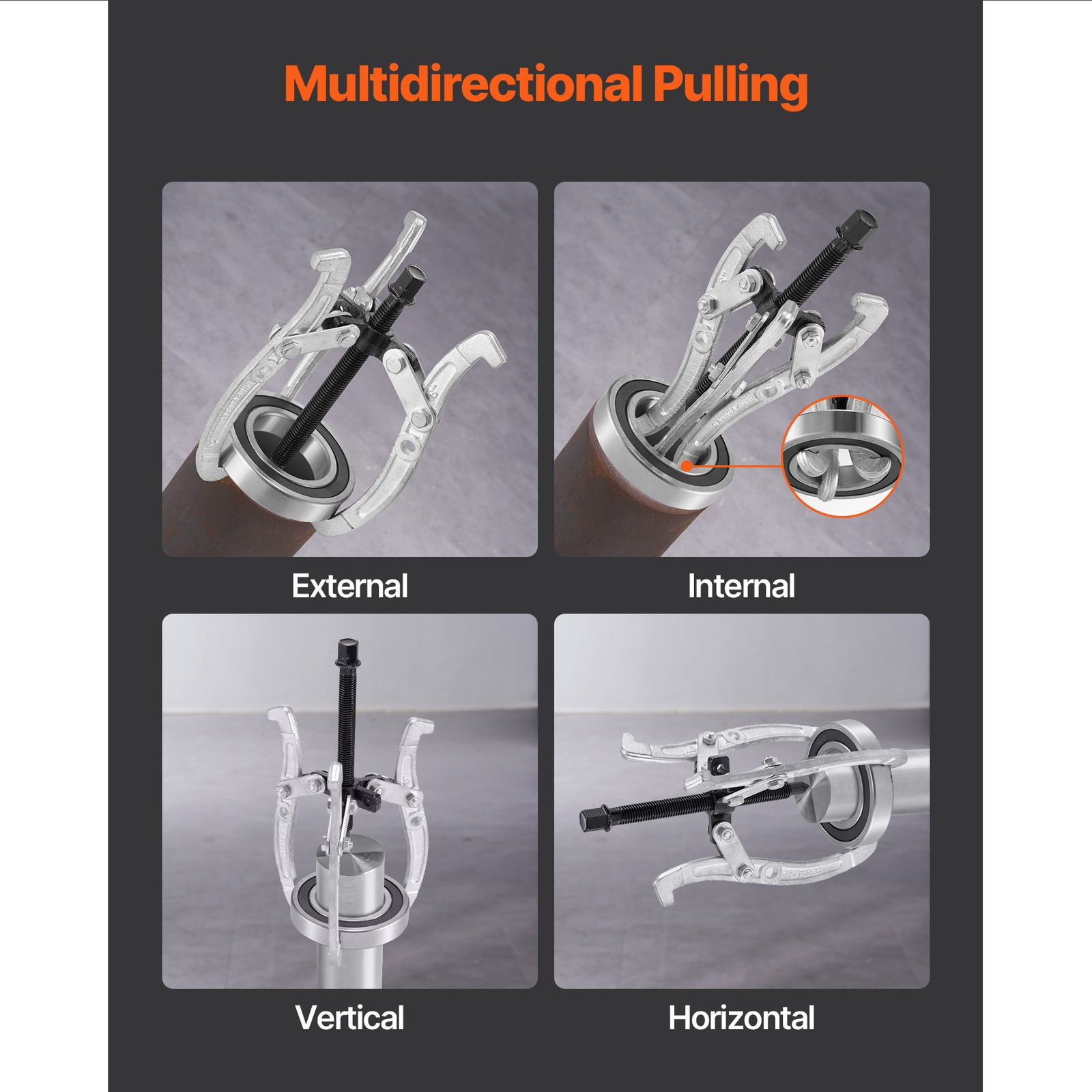 Uimoso 4-Piece Gear Puller Set with 3-Jaw Design – Sizes 3 in, 4 in, 6 in, 8 in