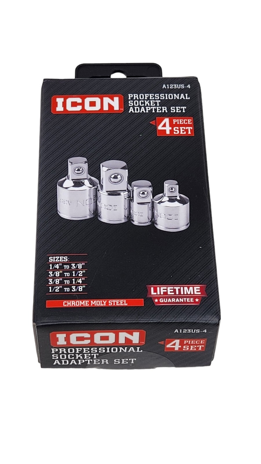 Icon Professional Socket Adapter Set 4 Piece Chrome Moly Steel A123US-4 57324