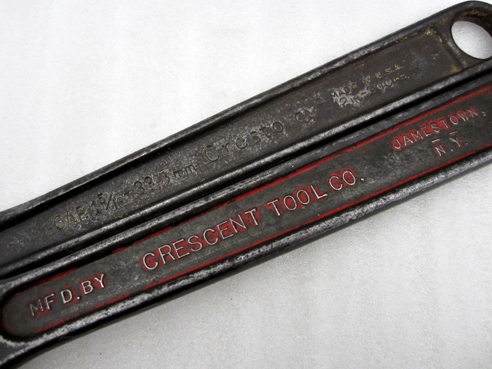 2x Vintage Crescent 12″ Adjustable Wrenches Crestoloy Black Oxide USA