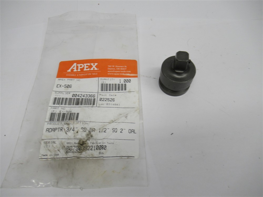 Apex EX-506 , 3/4″ Female x 1/2″ Male Socket Adapter , 2″ OAL