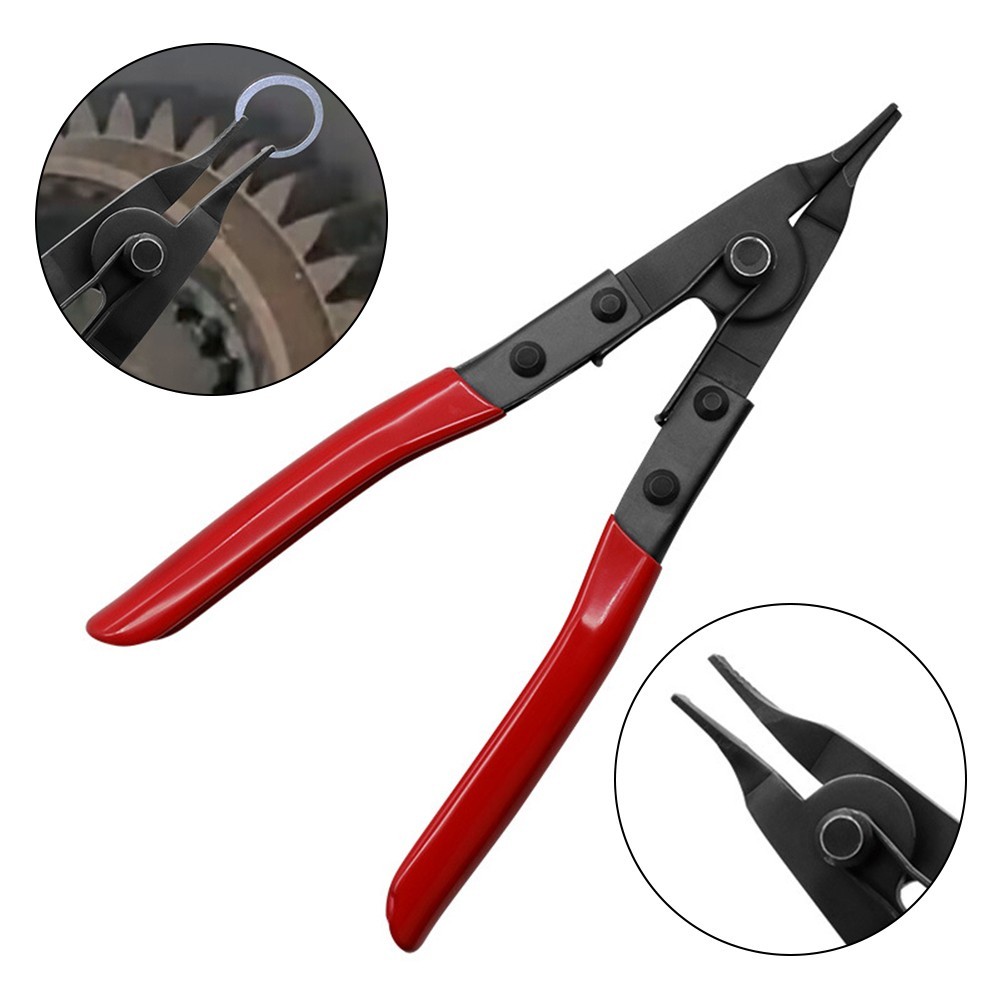 1 Pcs Rubber+Aluminum Alloy Black+Red Flat Mouth Steel Ring Pliers -New