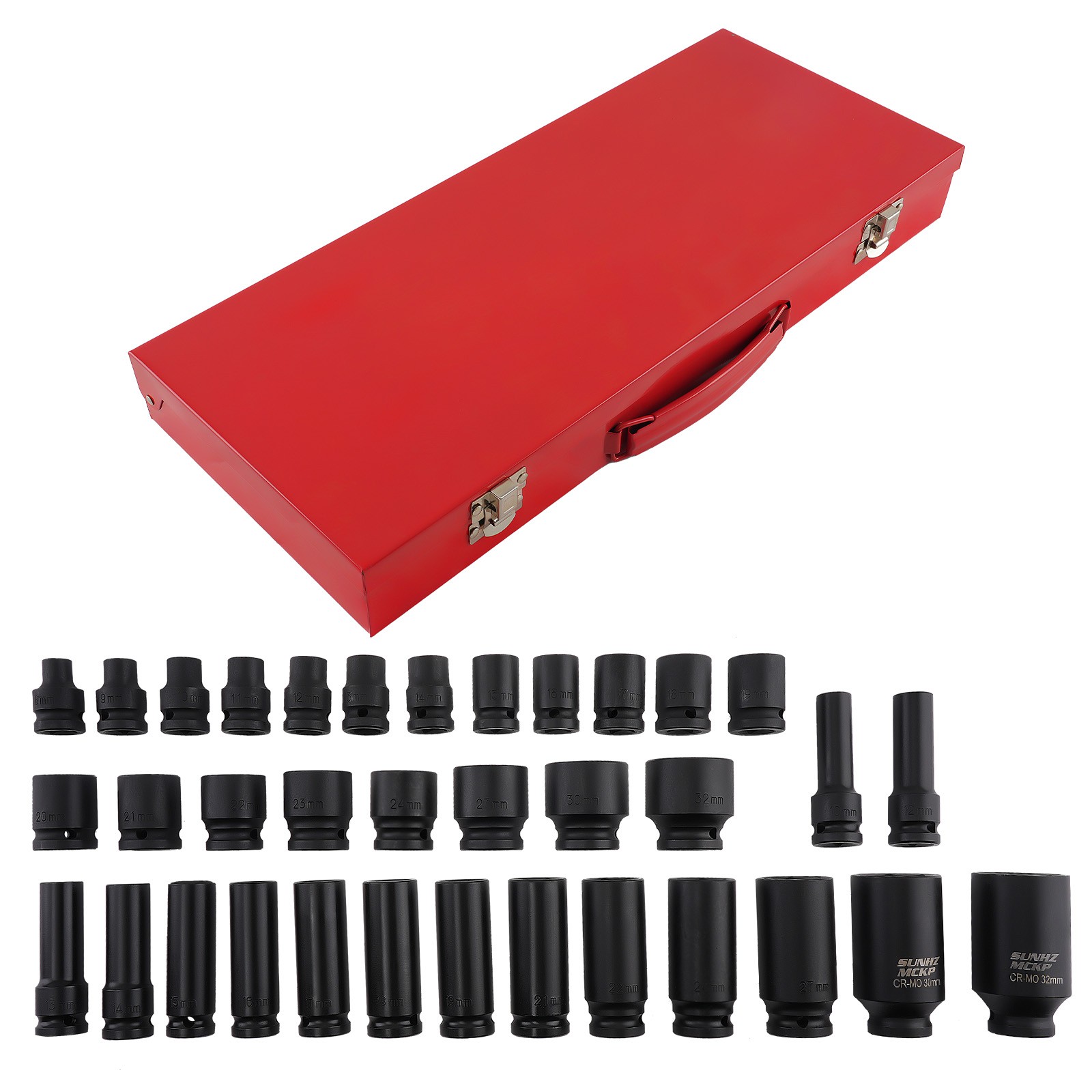 35 pcs Deep Impact Socket Garage Lug Nut Removal Tool Puller 12 13 14 15mm