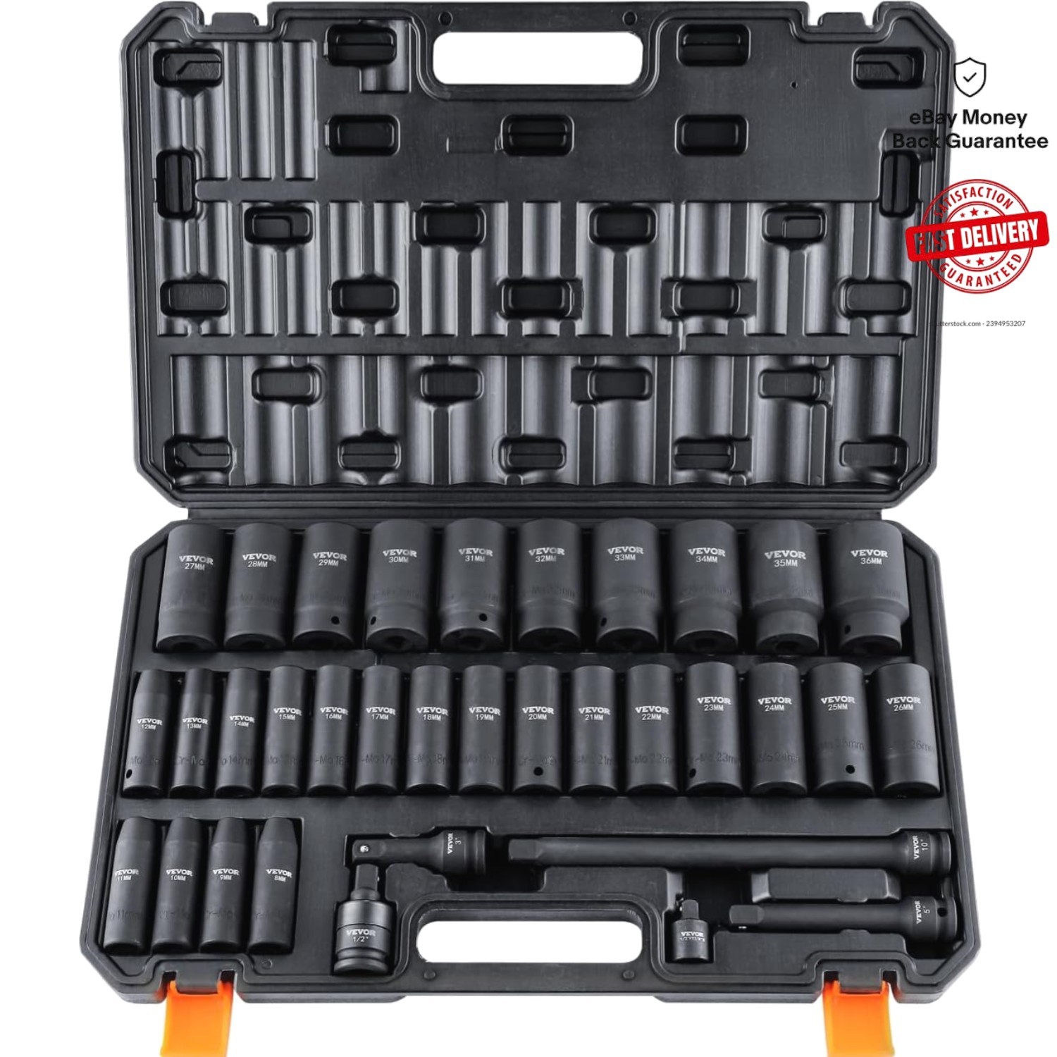 Comprehensive 34-Piece Impact Socket Set – Easy-Read Markings & Toolbox