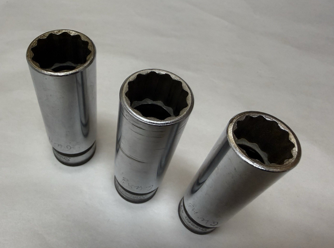 12 Point Metric Snap-On 3 pc Lot 1/2″ Drive Chrome Deep Socket 17 20.6 22mm