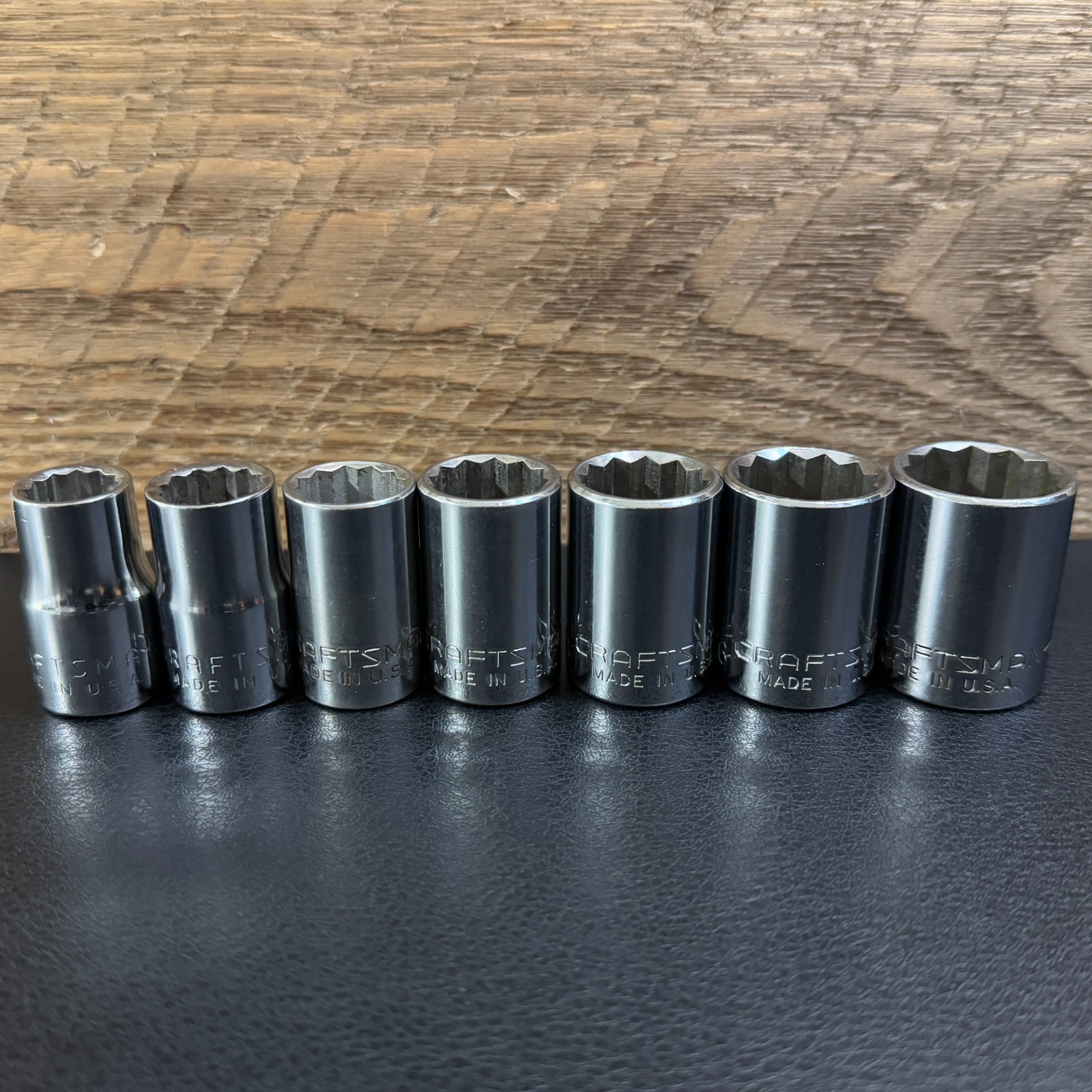 Craftsman USA 1/2 Drive SAE Socket Set 7pc 1/2-7/8″ 12PT -G- 47502-47512 Vintage