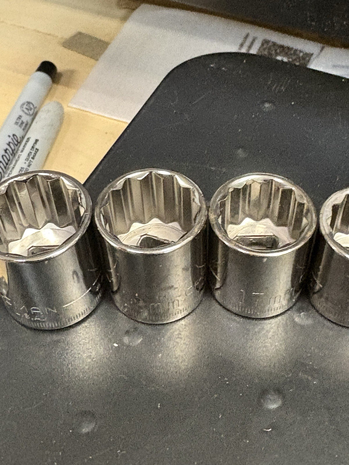NOS Craftsman Metric 9mm-19mm 11pc 3/8 Drive 12 point Socket Set Vintage USA