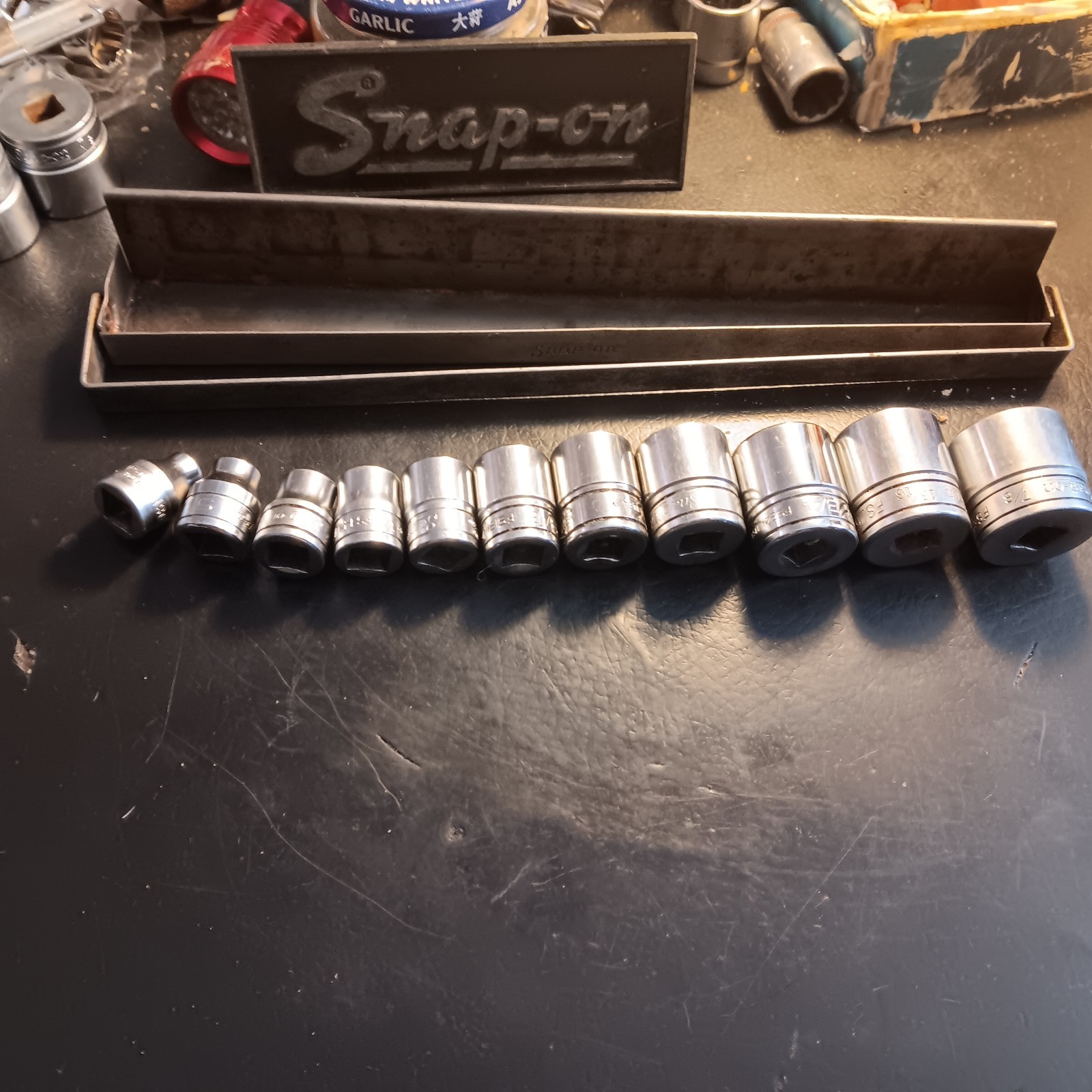 Snap On Shallow 3/8″ Dr Socket Set W/tray 1/4″-7/8″(11pcs) 6pt NICE