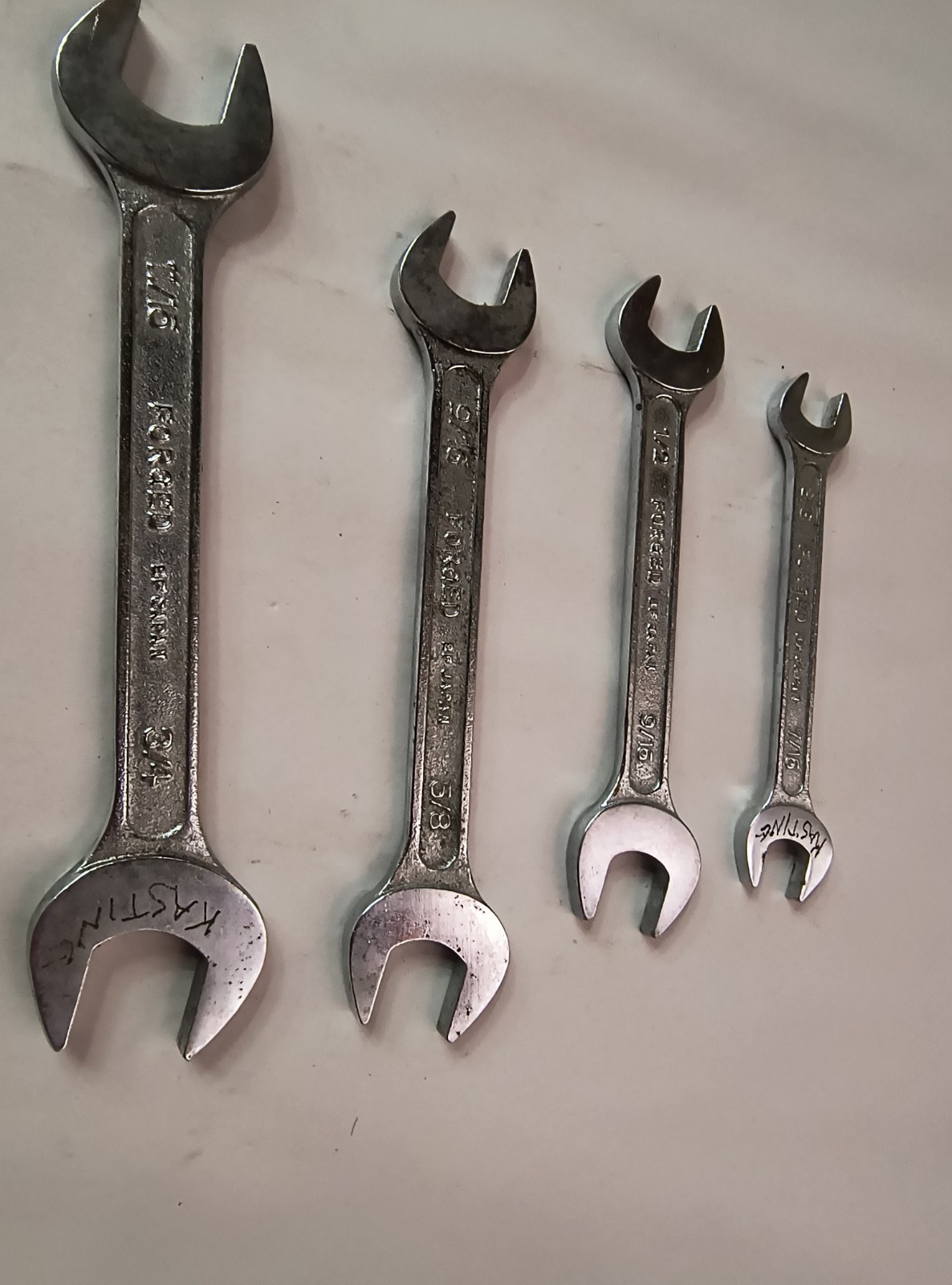 Vtg SEARS 4pc Open End Wrench Set Japan 11/16×3/4, 9/16×5/8, 1/2×9/16, 3/8×7/16