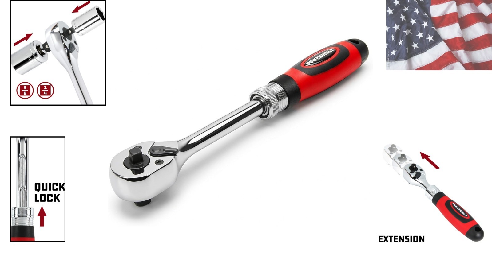 Dual Size Extendable Ratchet, 1/4-Inch and 3/8-Inch Drive, 72 Tooth, 5 Degree…
