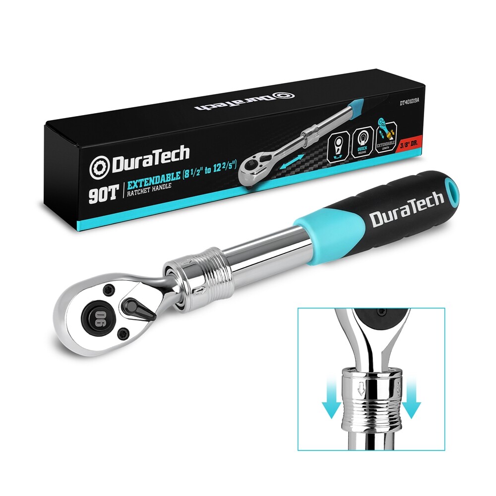 DURATECH 3/8″ Drive Ratchet 90-Tooth Quick-release Extendable Ratchet 4 Sections