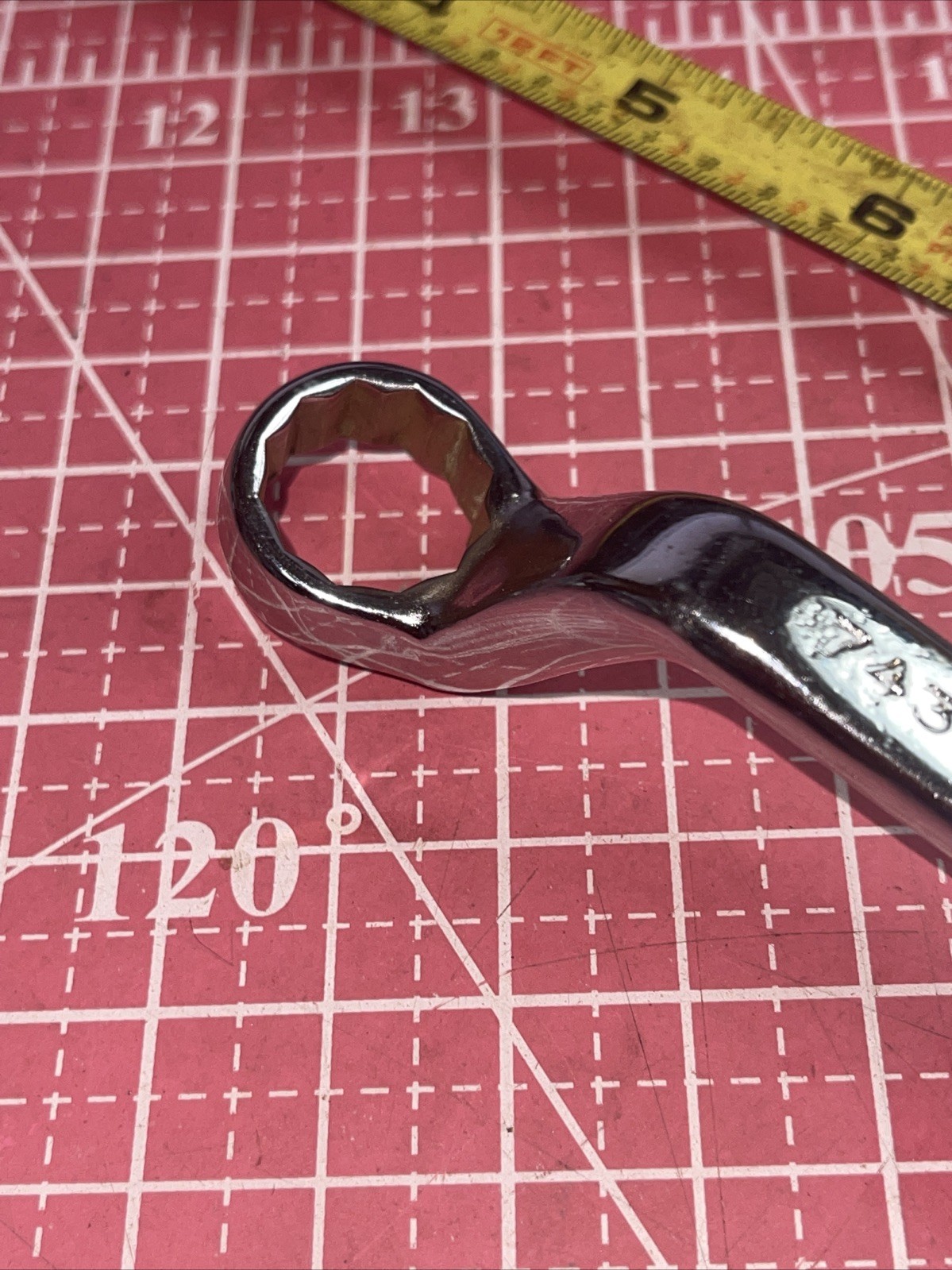 NOS Duro Indestro USA 743a 5/8 X 3/4 In SAE 12 Point Box End Wrench 5/8” Stubby