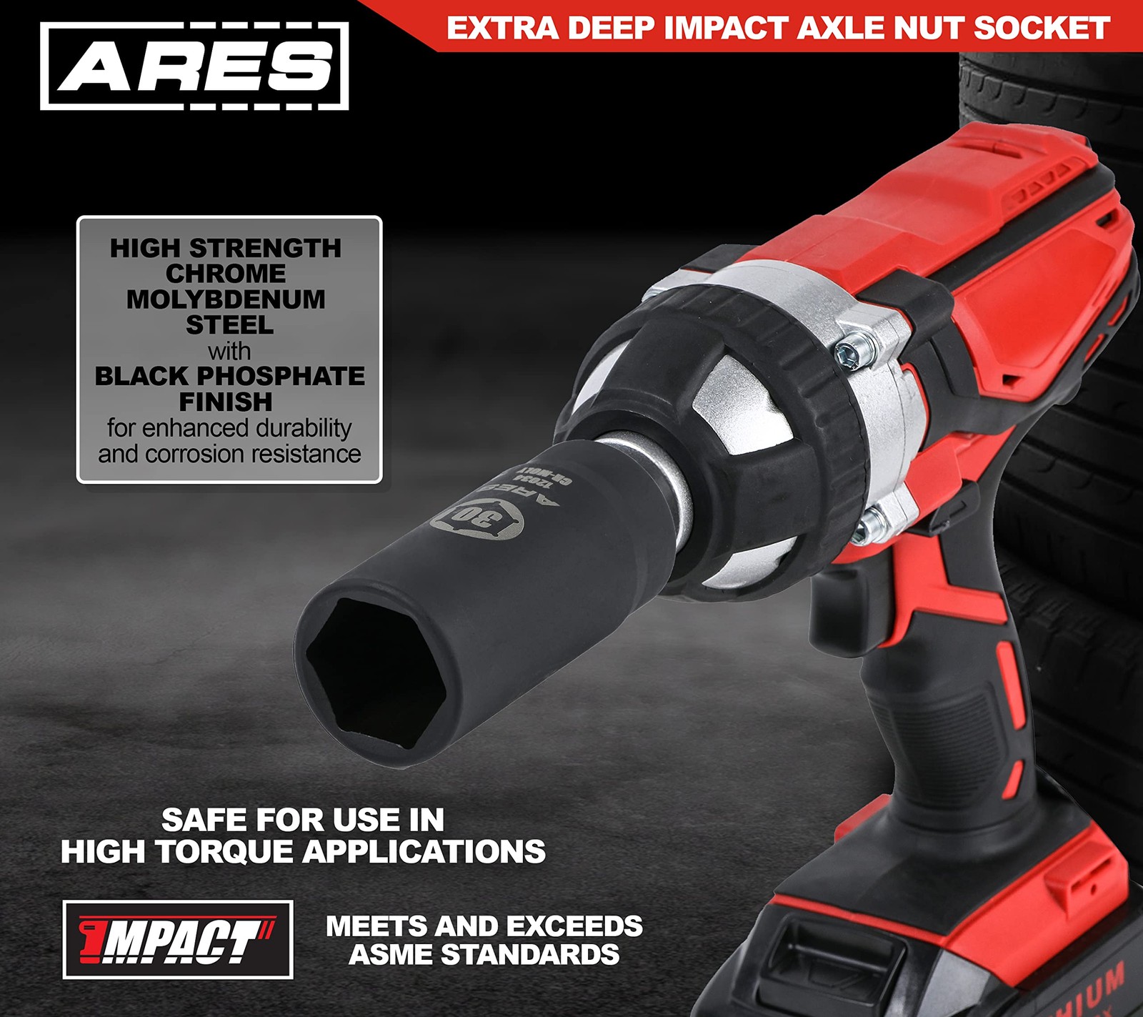 30MM Axle Nut Socket 6 Point Extra Deep 1/2Inch Drive Impact Tool